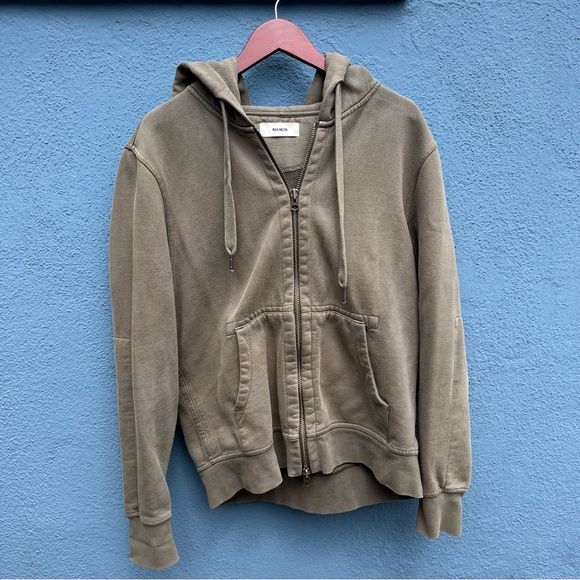 Buck Mason Taupe Zip-Up Hoodie - Picture 2 of 6